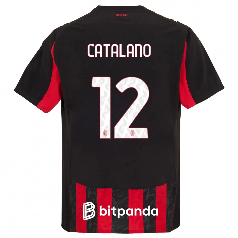 Danxen Børn Alessio Catalano #12 Rød Sort Hjemmebane Spillertrøjer 2025/26 Trøje T-Shirt