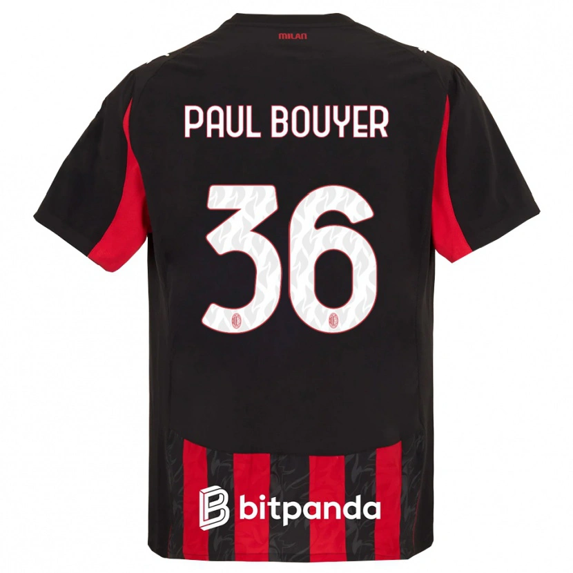 Danxen Børn Léo Paul Bouyer #36 Rød Sort Hjemmebane Spillertrøjer 2025/26 Trøje T-Shirt