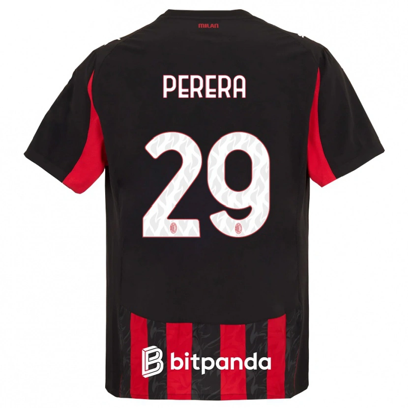 Danxen Børn Nirash Perera #29 Rød Sort Hjemmebane Spillertrøjer 2025/26 Trøje T-Shirt