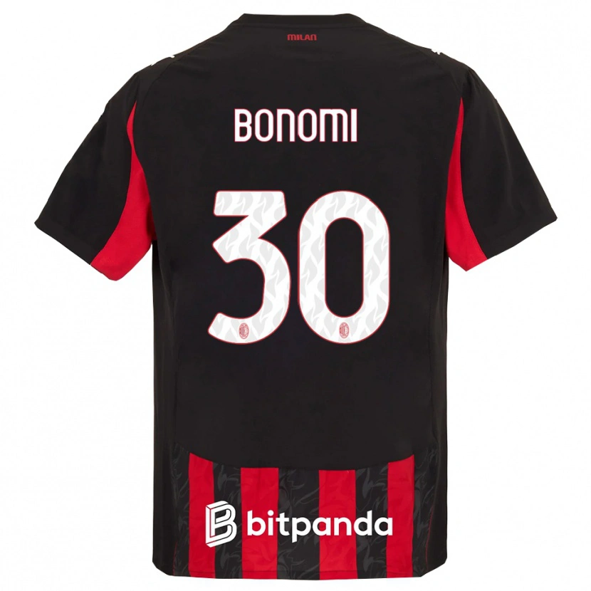 Danxen Børn Alessandro Bonomi #30 Rød Sort Hjemmebane Spillertrøjer 2025/26 Trøje T-Shirt