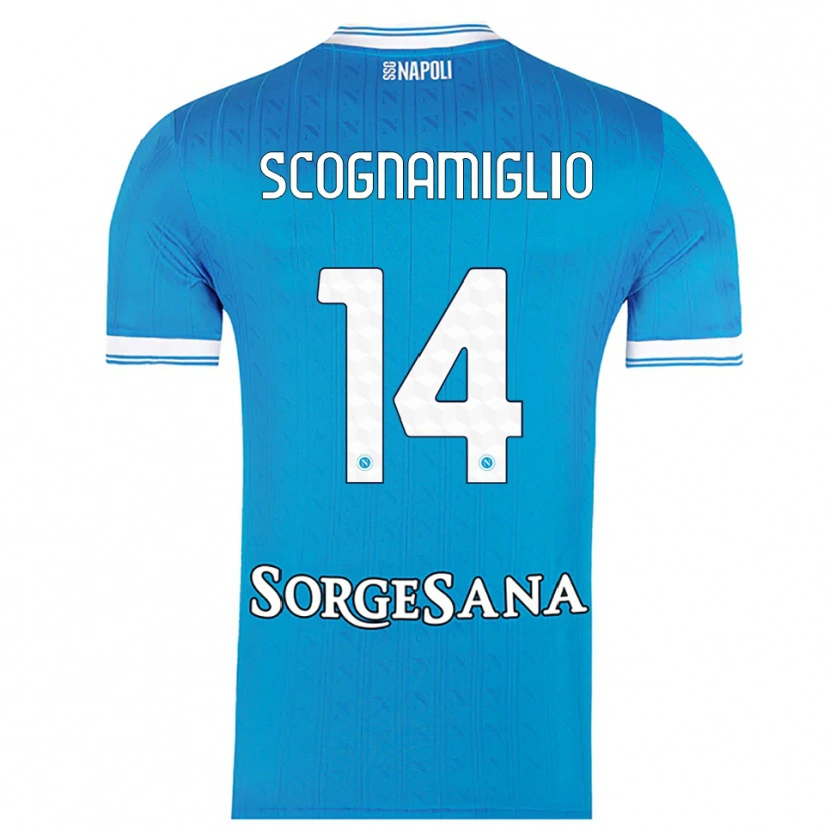 Danxen Børn Fabio Scognamiglio #14 Lyseblå Hvid Hjemmebane Spillertrøjer 2025/26 Trøje T-Shirt