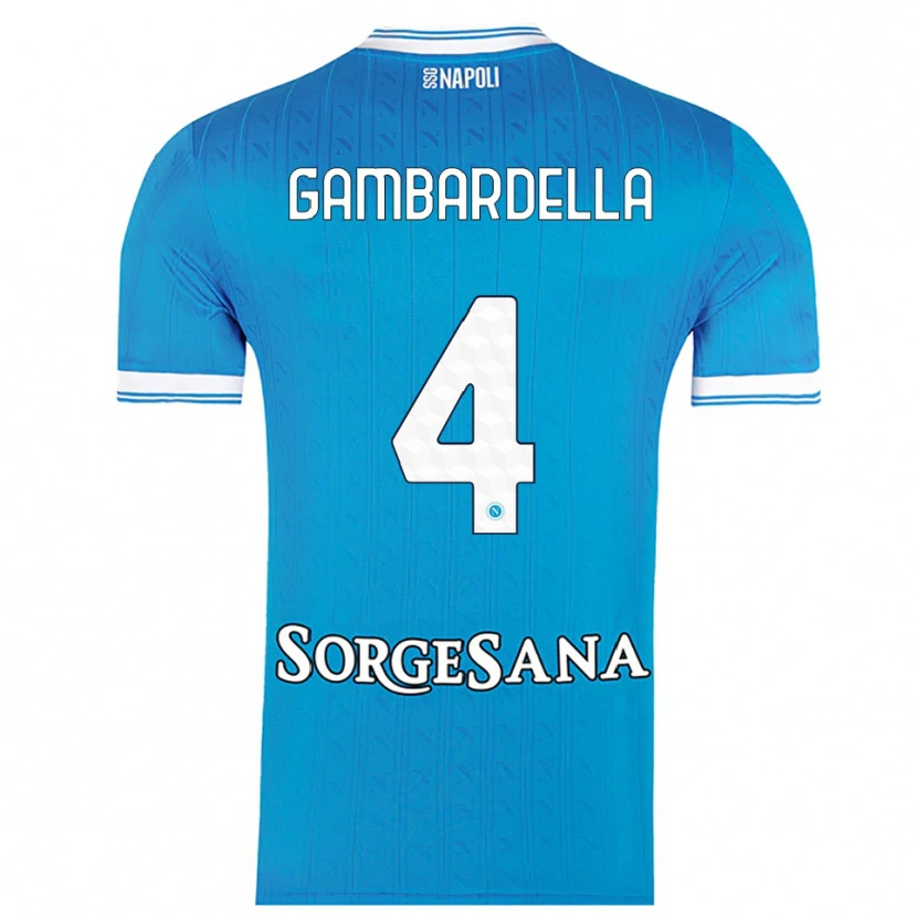 Danxen Børn Vittorio Gambardella #4 Lyseblå Hvid Hjemmebane Spillertrøjer 2025/26 Trøje T-Shirt