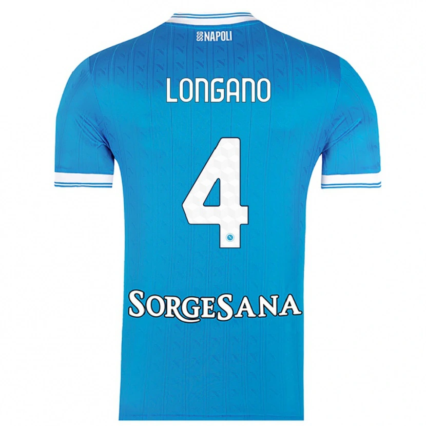 Danxen Børn Salvatore Longano #4 Lyseblå Hvid Hjemmebane Spillertrøjer 2025/26 Trøje T-Shirt