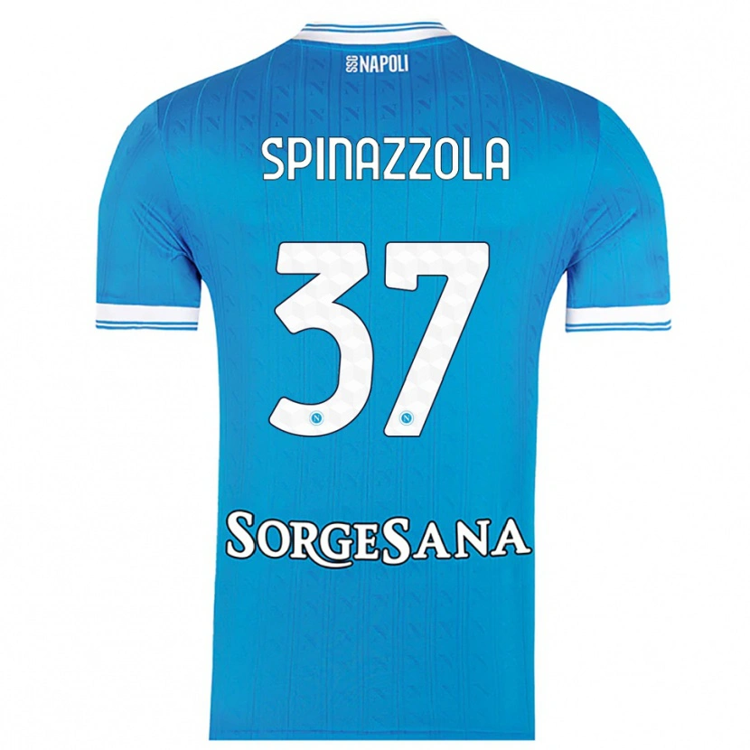 Danxen Børn Leonardo Spinazzola #37 Lyseblå Hvid Hjemmebane Spillertrøjer 2025/26 Trøje T-Shirt