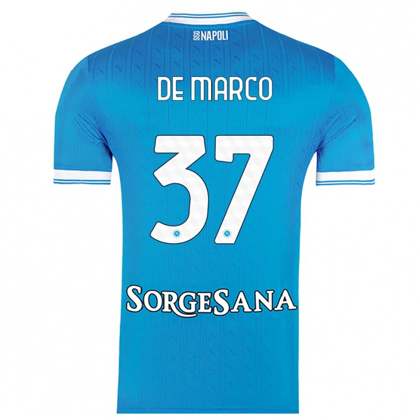 Danxen Børn Francesco De Marco #37 Lyseblå Hvid Hjemmebane Spillertrøjer 2025/26 Trøje T-Shirt