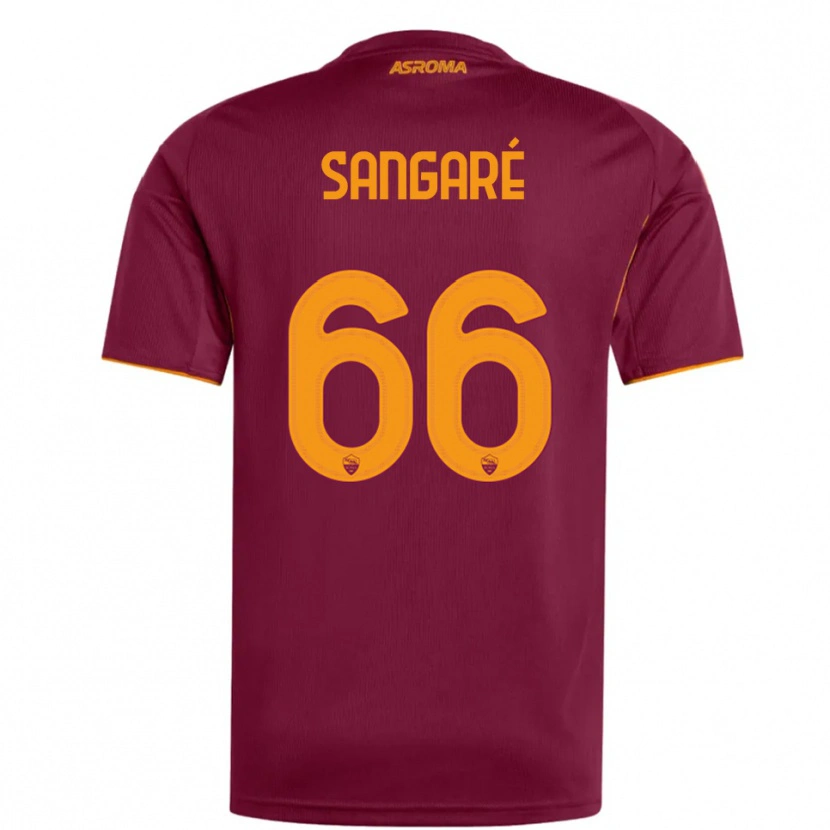 Danxen Børn Buba Sangaré #66 Burgunder Orange Hjemmebane Spillertrøjer 2025/26 Trøje T-Shirt