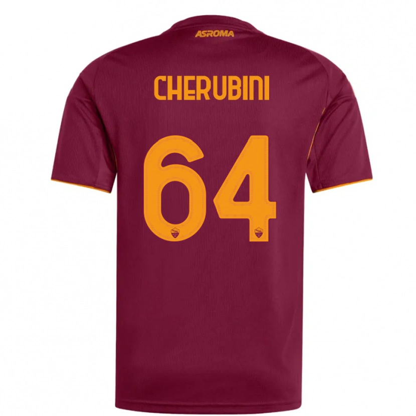 Danxen Børn Luigi Cherubini #64 Burgunder Orange Hjemmebane Spillertrøjer 2025/26 Trøje T-Shirt