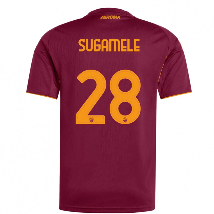 Danxen Børn Alessandro Sugamele #28 Burgunder Orange Hjemmebane Spillertrøjer 2025/26 Trøje T-Shirt