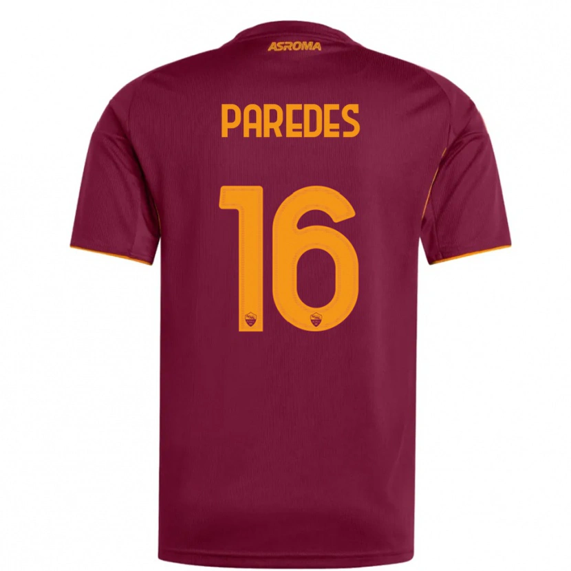 Danxen Børn Leandro Paredes #16 Burgunder Orange Hjemmebane Spillertrøjer 2025/26 Trøje T-Shirt