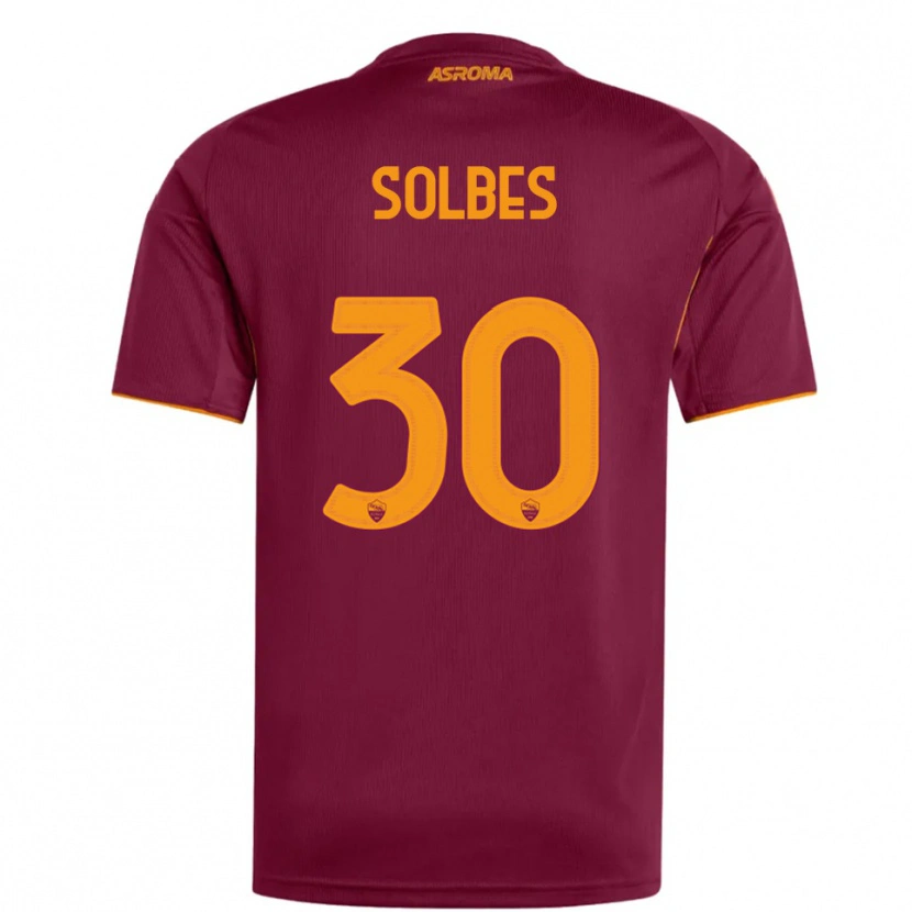 Danxen Børn Ricardo Solbes #30 Burgunder Orange Hjemmebane Spillertrøjer 2025/26 Trøje T-Shirt