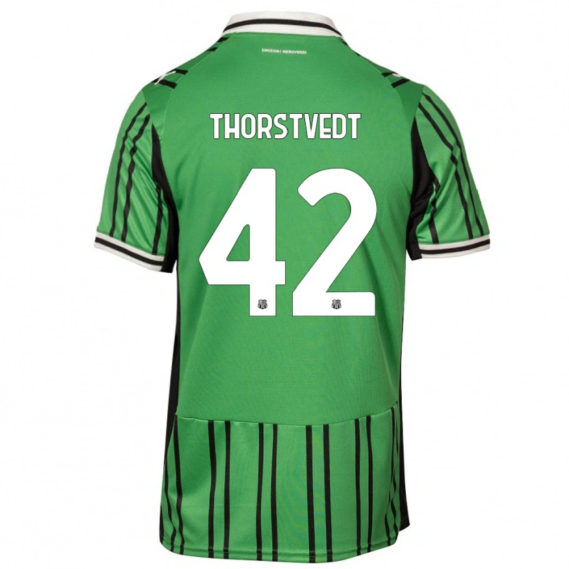 Danxen Børn Kristian Thorstvedt #42 Grøn Sort Hjemmebane Spillertrøjer 2025/26 Trøje T-Shirt