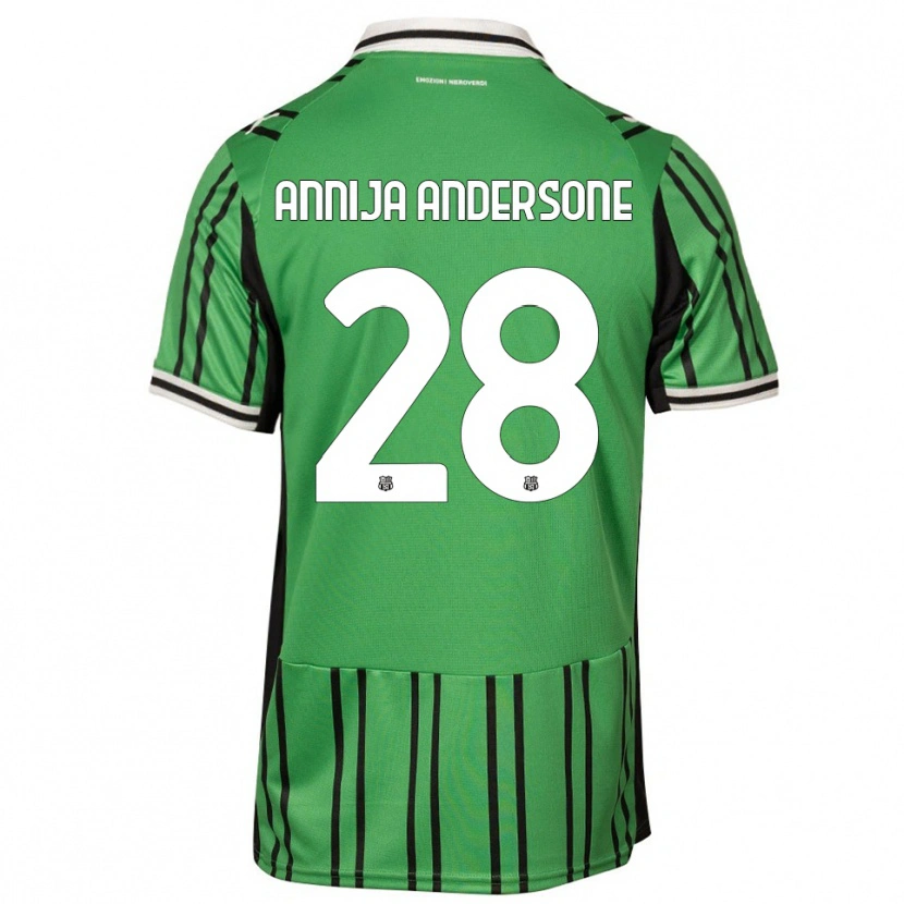 Danxen Børn Gabriela Annija Andersone #28 Grøn Sort Hjemmebane Spillertrøjer 2025/26 Trøje T-Shirt