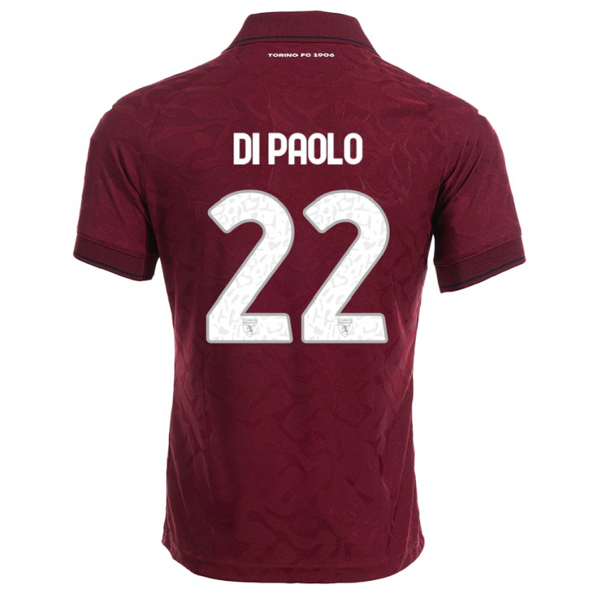 Danxen Børn Sebastiano Di Paolo #22 Burgunder Hvid Hjemmebane Spillertrøjer 2025/26 Trøje T-Shirt