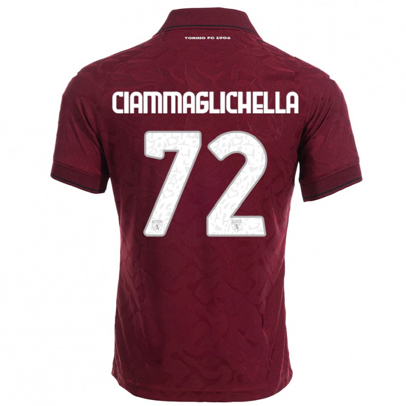 Danxen Børn Aaron Ciammaglichella #72 Burgunder Hvid Hjemmebane Spillertrøjer 2025/26 Trøje T-Shirt