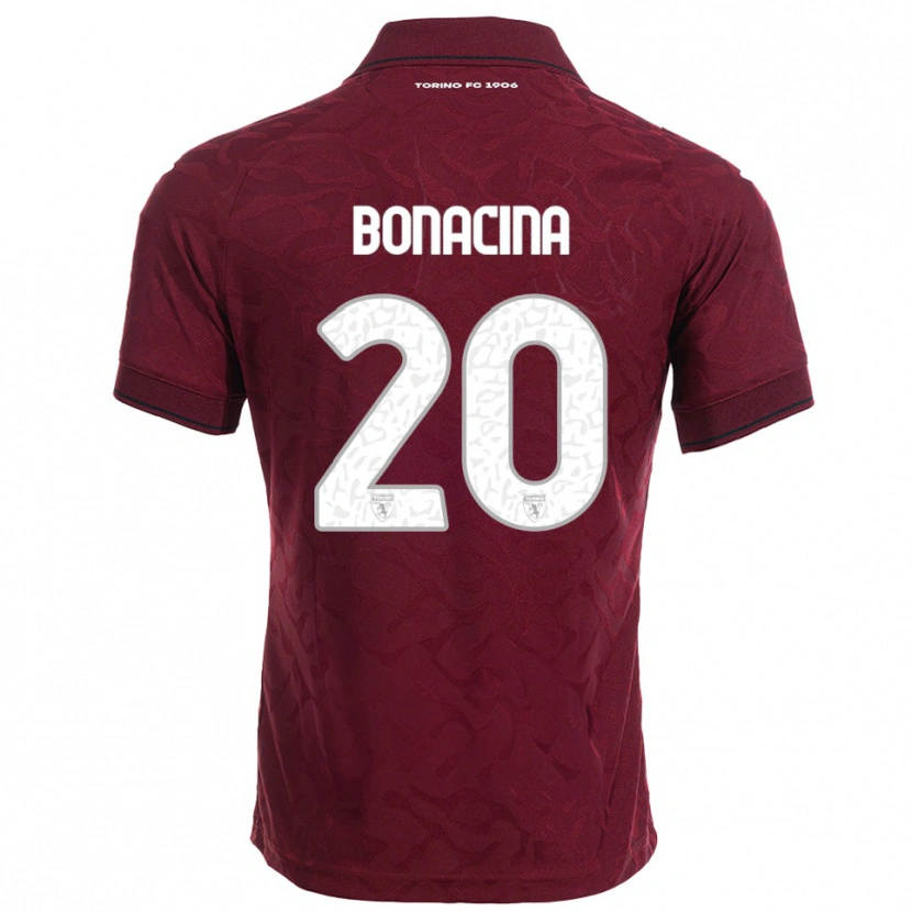 Danxen Børn David Bonacina #20 Burgunder Hvid Hjemmebane Spillertrøjer 2025/26 Trøje T-Shirt