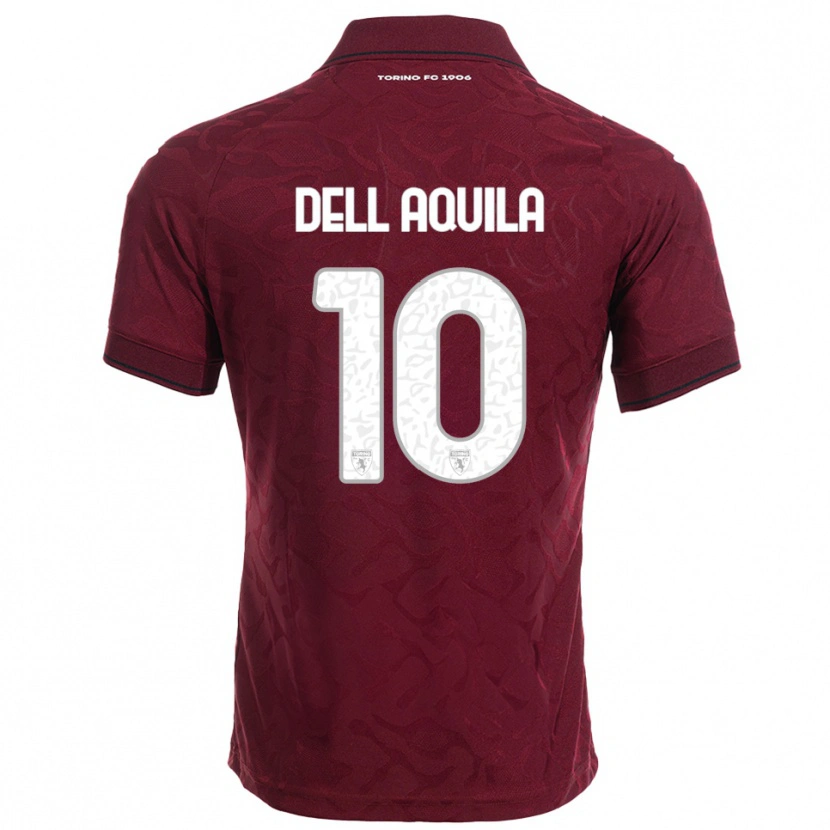 Danxen Børn Francesco Dell'aquila #10 Burgunder Hvid Hjemmebane Spillertrøjer 2025/26 Trøje T-Shirt