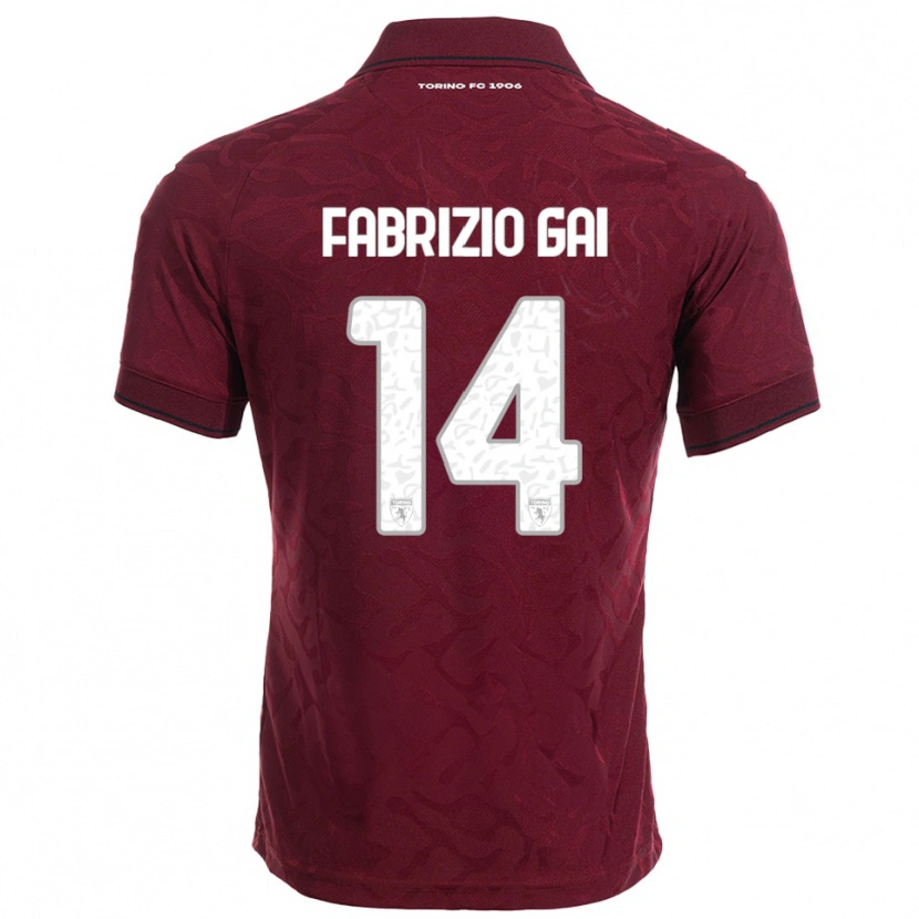 Danxen Børn Fabrizio Gai #14 Burgunder Hvid Hjemmebane Spillertrøjer 2025/26 Trøje T-Shirt