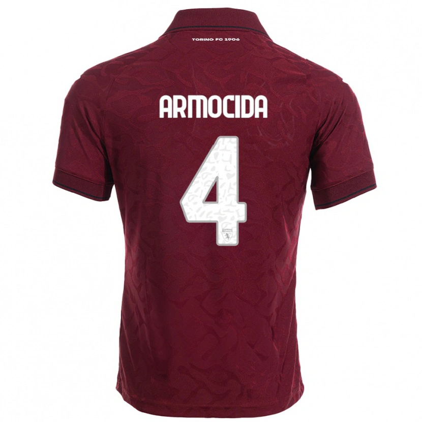 Danxen Børn Simone Armocida #4 Burgunder Hvid Hjemmebane Spillertrøjer 2025/26 Trøje T-Shirt
