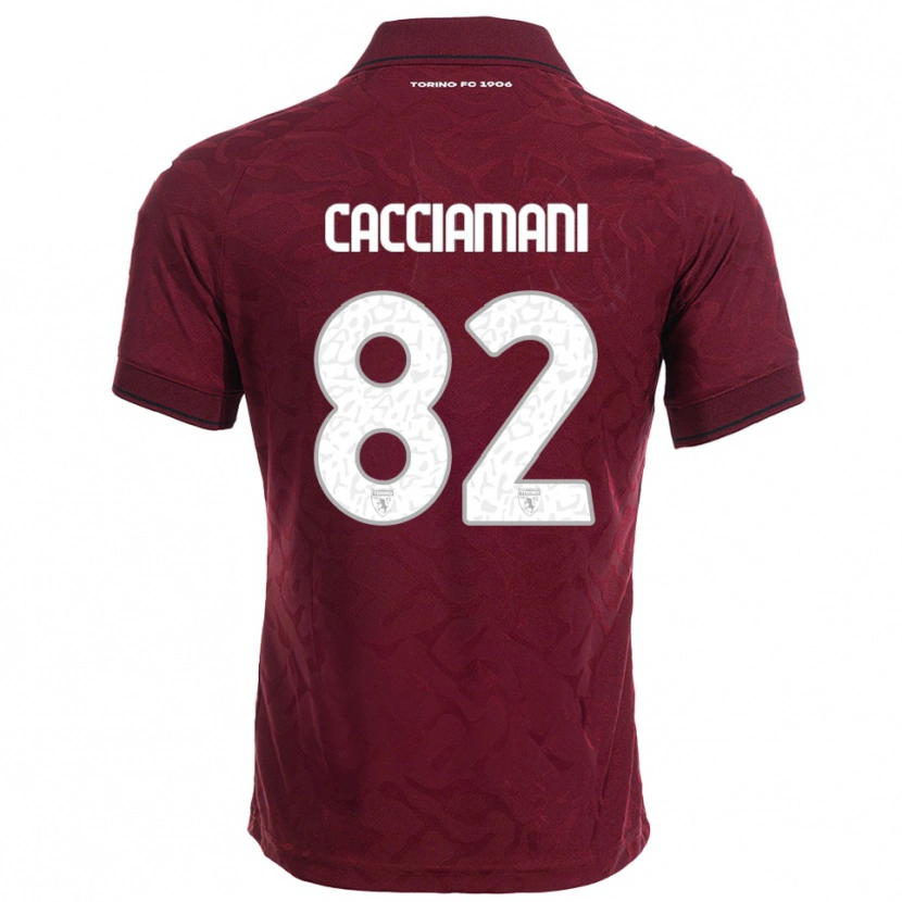 Danxen Børn Alessio Cacciamani #82 Burgunder Hvid Hjemmebane Spillertrøjer 2025/26 Trøje T-Shirt