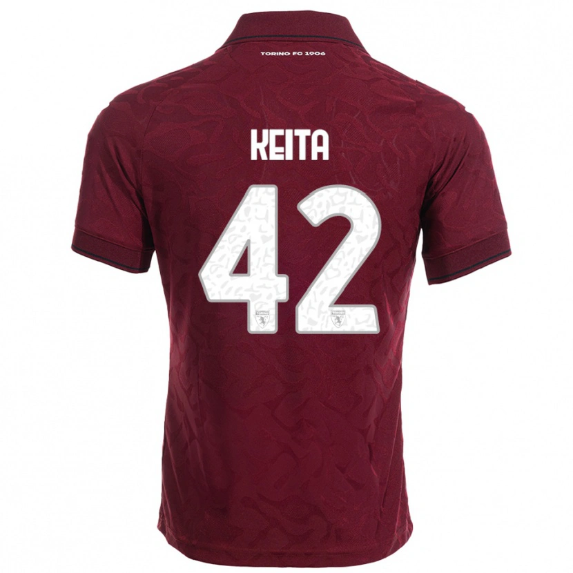 Danxen Børn Karamoko Keita #42 Burgunder Hvid Hjemmebane Spillertrøjer 2025/26 Trøje T-Shirt