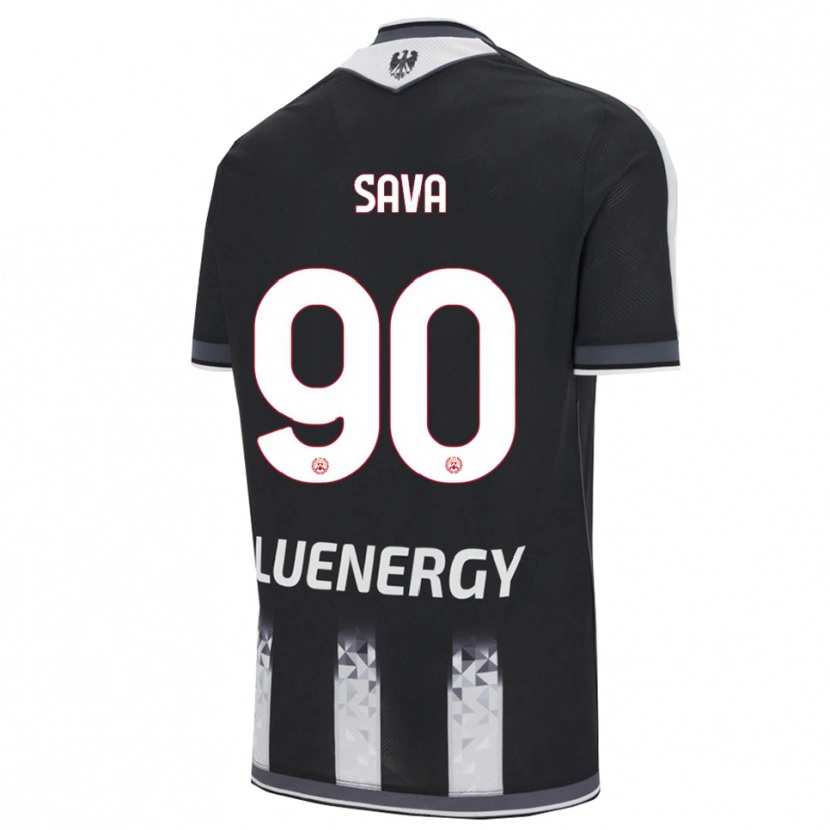 Danxen Børn Răzvan Sava #90 Sort Hvid Hjemmebane Spillertrøjer 2025/26 Trøje T-Shirt