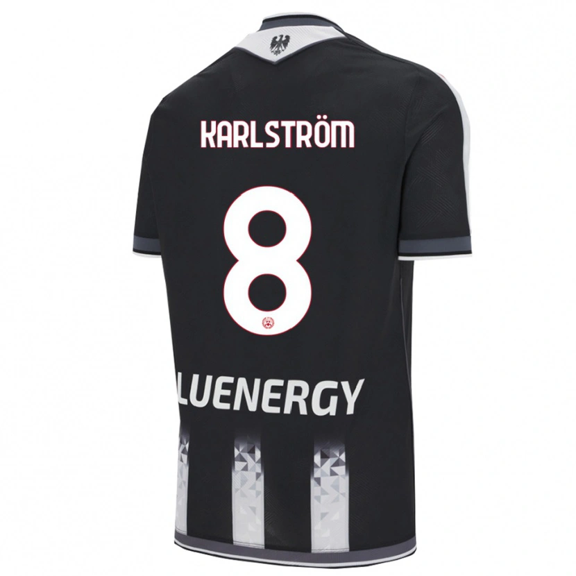 Danxen Børn Jesper Karlström #8 Sort Hvid Hjemmebane Spillertrøjer 2025/26 Trøje T-Shirt