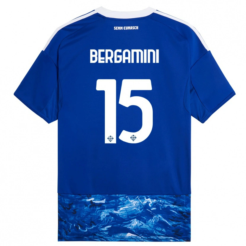 Danxen Børn Mattia Bergamini #15 Blå Hvid Hjemmebane Spillertrøjer 2025/26 Trøje T-Shirt