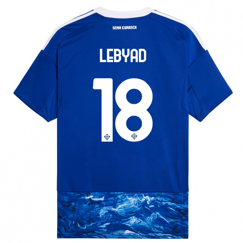 Danxen Børn Omar Lebyad #18 Blå Hvid Hjemmebane Spillertrøjer 2025/26 Trøje T-Shirt