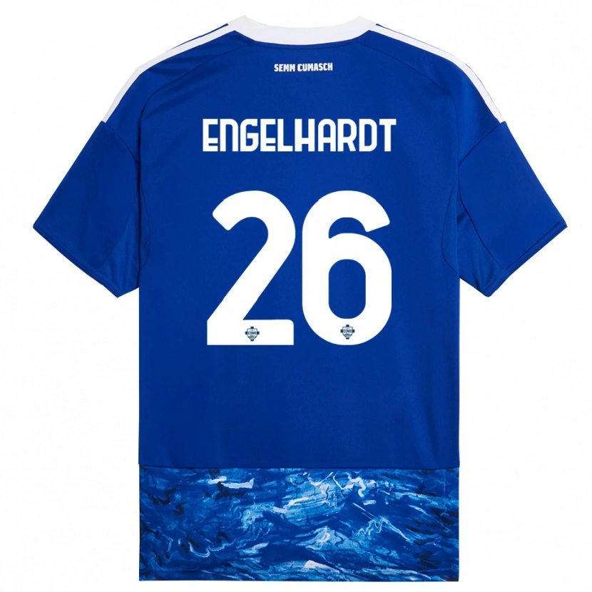 Danxen Børn Yannik Engelhardt #26 Blå Hvid Hjemmebane Spillertrøjer 2025/26 Trøje T-Shirt