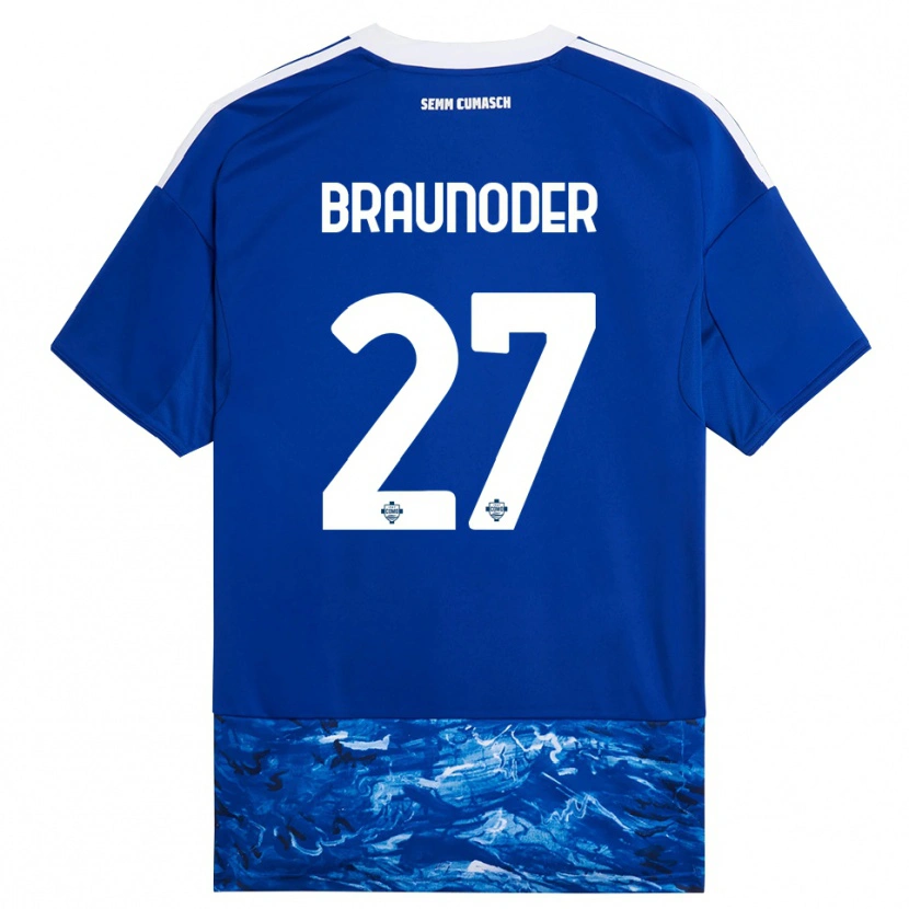 Danxen Børn Matthias Braunöder #27 Blå Hvid Hjemmebane Spillertrøjer 2025/26 Trøje T-Shirt