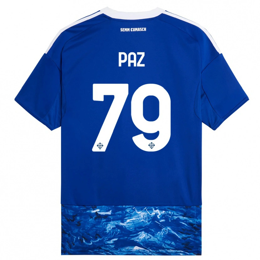 Danxen Børn Nico Paz #79 Blå Hvid Hjemmebane Spillertrøjer 2025/26 Trøje T-Shirt