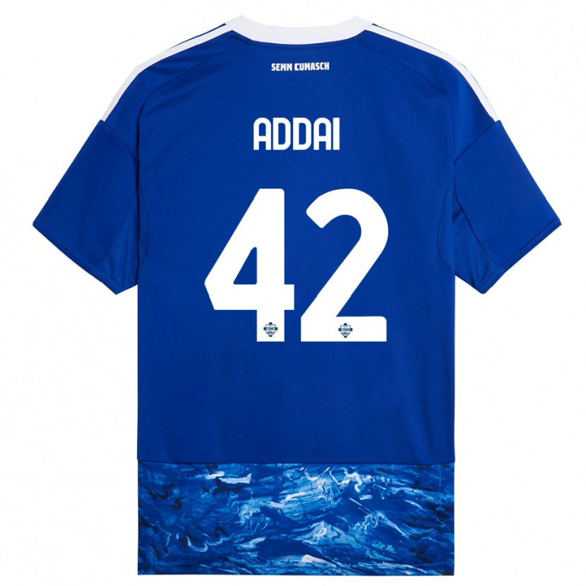 Danxen Børn Jayden Addai #42 Blå Hvid Hjemmebane Spillertrøjer 2025/26 Trøje T-Shirt