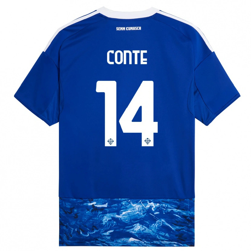 Danxen Børn Federico Conte #14 Blå Hvid Hjemmebane Spillertrøjer 2025/26 Trøje T-Shirt