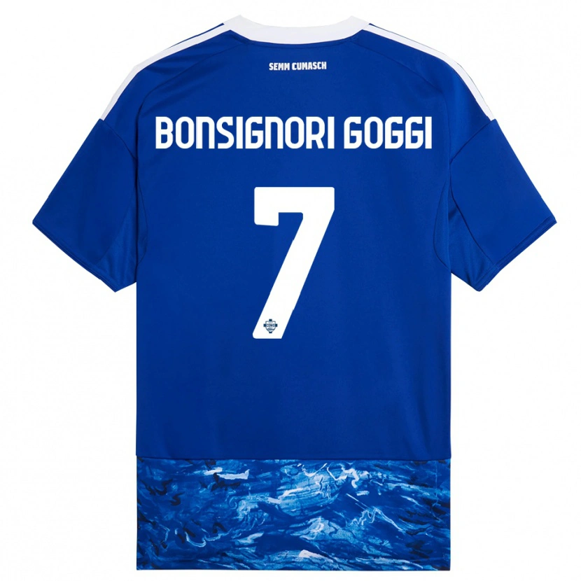 Danxen Børn Lorenzo Bonsignori #7 Blå Hvid Hjemmebane Spillertrøjer 2025/26 Trøje T-Shirt