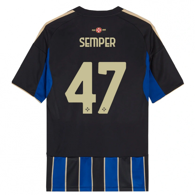Danxen Børn Adrian Semper #47 Sort Blå Hjemmebane Spillertrøjer 2025/26 Trøje T-Shirt