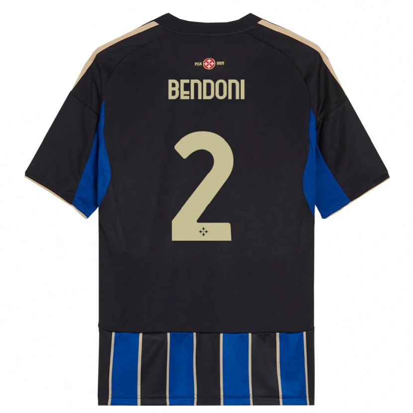 Danxen Børn Marco Bendoni #2 Sort Blå Hjemmebane Spillertrøjer 2025/26 Trøje T-Shirt