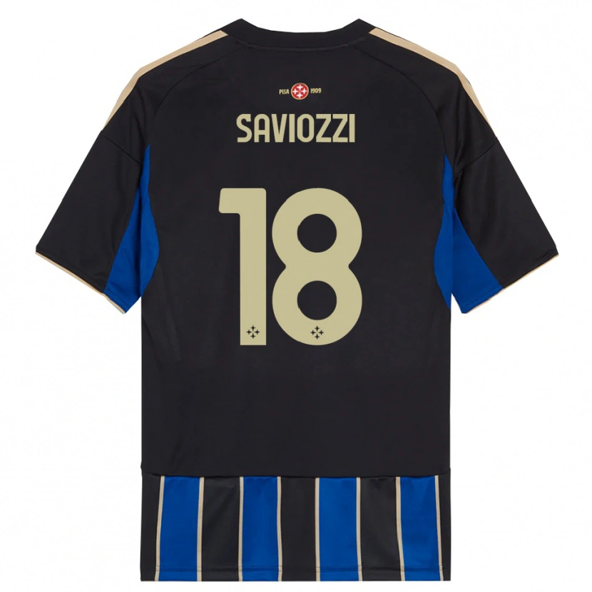 Danxen Børn Mattia Saviozzi #18 Sort Blå Hjemmebane Spillertrøjer 2025/26 Trøje T-Shirt