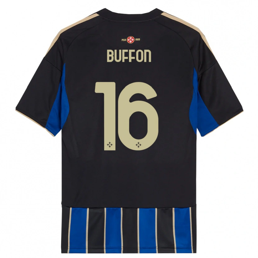 Danxen Børn Louis Buffon #16 Sort Blå Hjemmebane Spillertrøjer 2025/26 Trøje T-Shirt
