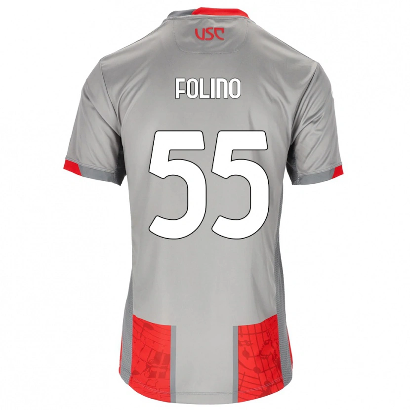 Danxen Børn Francesco Folino #55 Rød Grå Hjemmebane Spillertrøjer 2025/26 Trøje T-Shirt