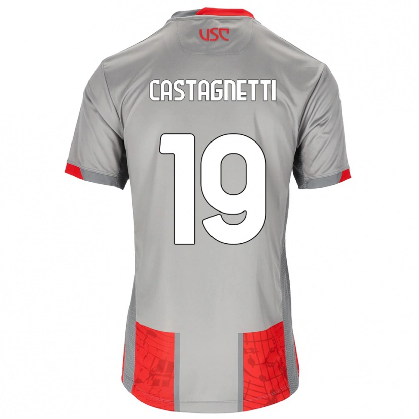 Danxen Børn Michele Castagnetti #19 Rød Grå Hjemmebane Spillertrøjer 2025/26 Trøje T-Shirt