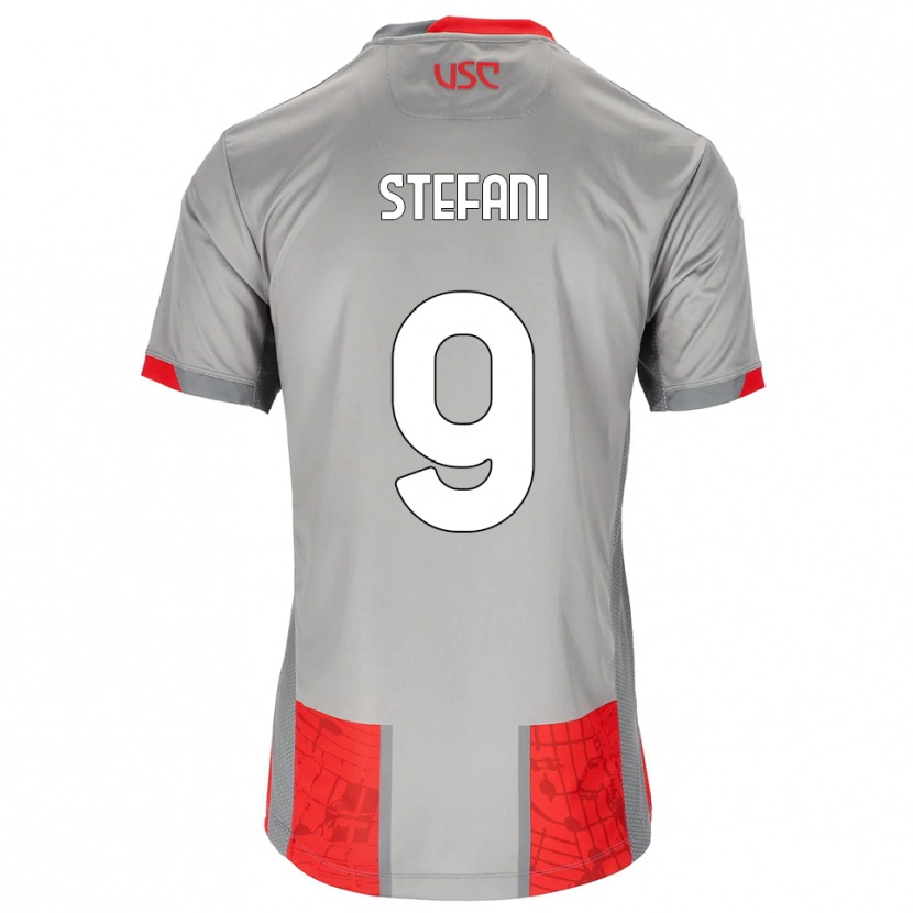 Danxen Børn Christian Stefani #9 Rød Grå Hjemmebane Spillertrøjer 2025/26 Trøje T-Shirt