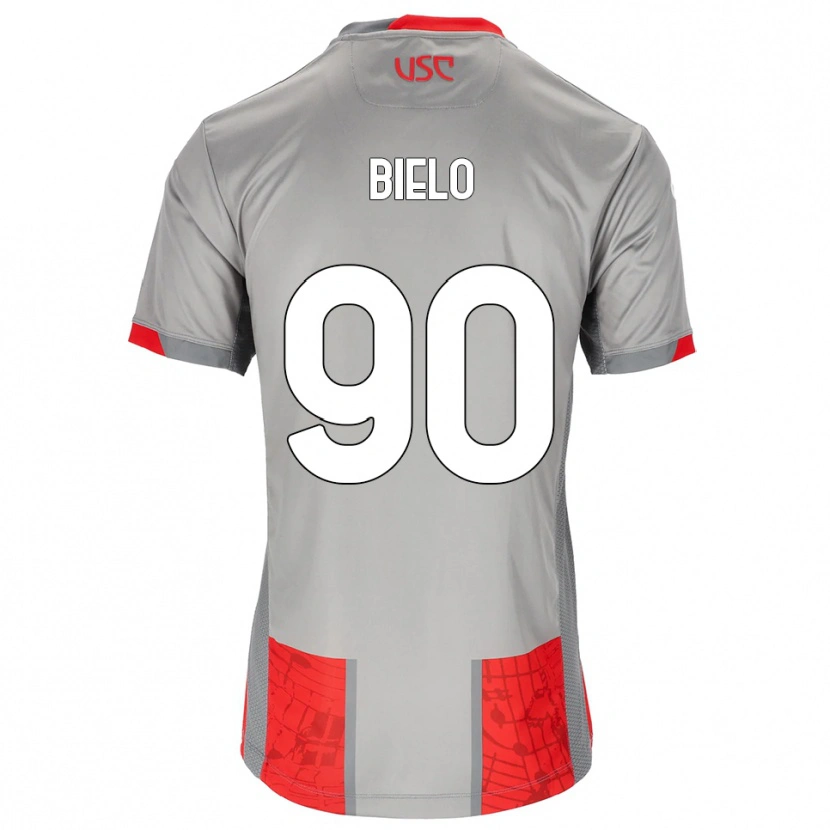 Danxen Børn Manu Bielo #90 Rød Grå Hjemmebane Spillertrøjer 2025/26 Trøje T-Shirt