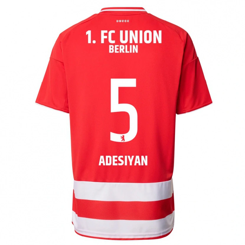 Danxen Børn Olufemi Adesiyan #5 Rød Hvid Hjemmebane Spillertrøjer 2025/26 Trøje T-Shirt