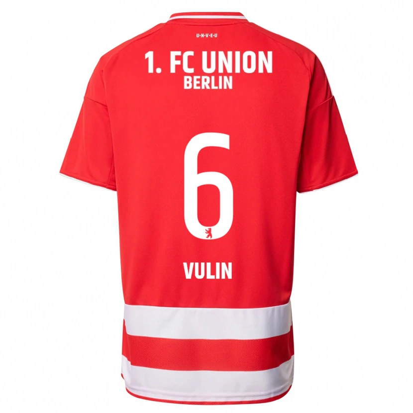 Danxen Børn Luka Vulin #6 Rød Hvid Hjemmebane Spillertrøjer 2025/26 Trøje T-Shirt