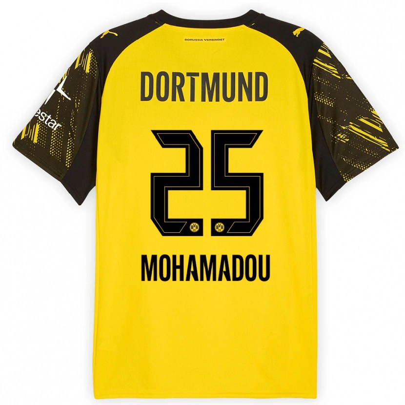 Danxen Børn Hamzath Mohamadou #25 Gul Sort Hjemmebane Spillertrøjer 2025/26 Trøje T-Shirt