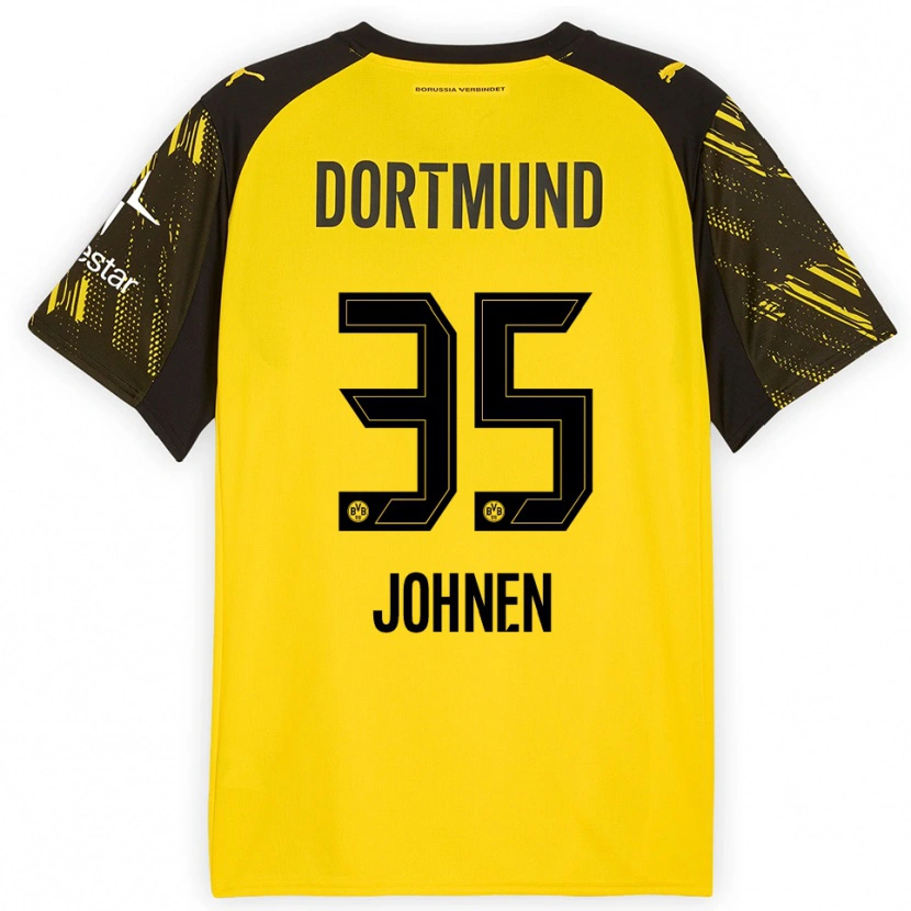 Danxen Børn Marcel Johnen #35 Gul Sort Hjemmebane Spillertrøjer 2025/26 Trøje T-Shirt