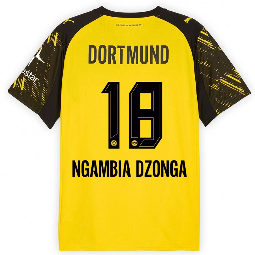Danxen Børn Diego Ngambia #18 Gul Sort Hjemmebane Spillertrøjer 2025/26 Trøje T-Shirt