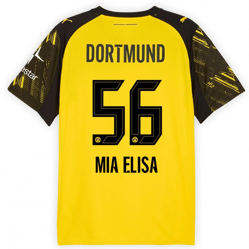 Danxen Børn Bomnuter Mia Elisa #56 Gul Sort Hjemmebane Spillertrøjer 2025/26 Trøje T-Shirt