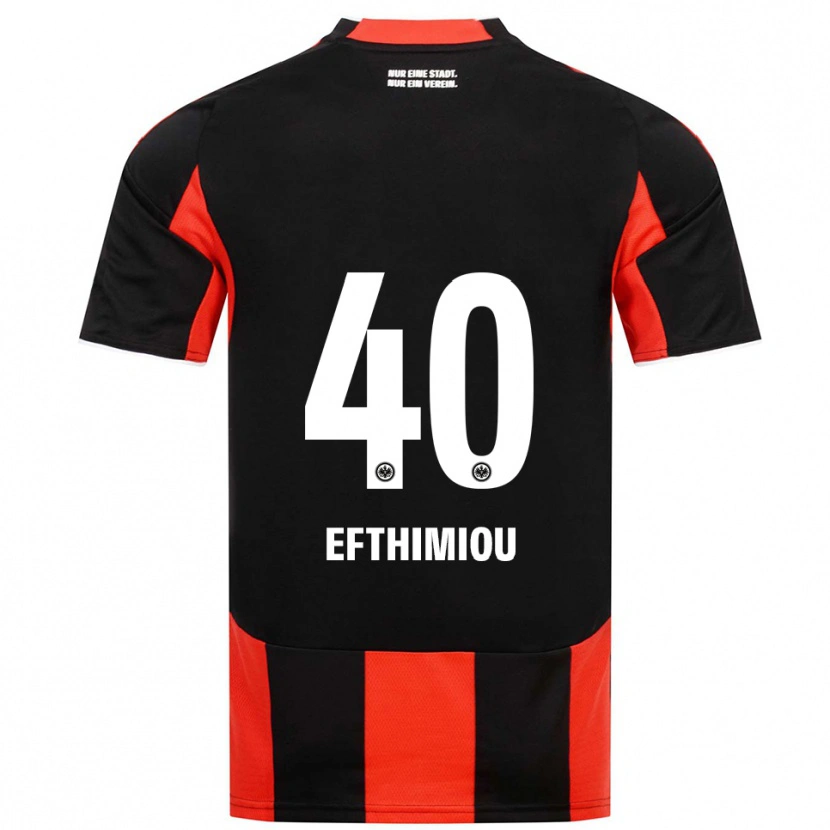 Danxen Børn Sissis Efthimiou #40 Sort Rød Hjemmebane Spillertrøjer 2025/26 Trøje T-Shirt