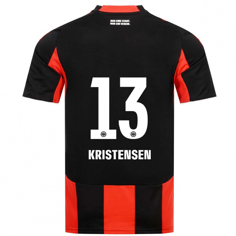 Danxen Børn Rasmus Kristensen #13 Sort Rød Hjemmebane Spillertrøjer 2025/26 Trøje T-Shirt